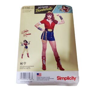 Simplicity 8196  Wonder Woman DC Comics Bombshells Costume Pattern Sz 6-14 Uncut